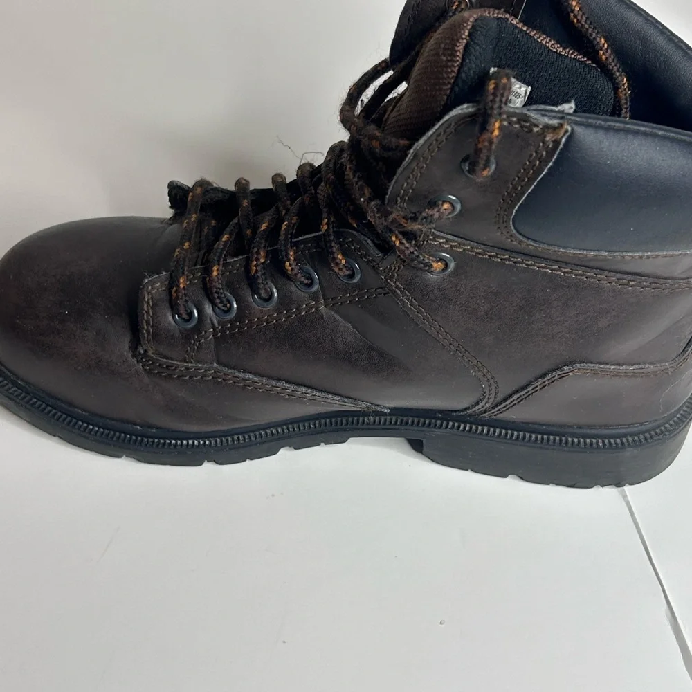 Men's Brahma Brown Leather Steel Toe Work Boots Size 9.5 Used